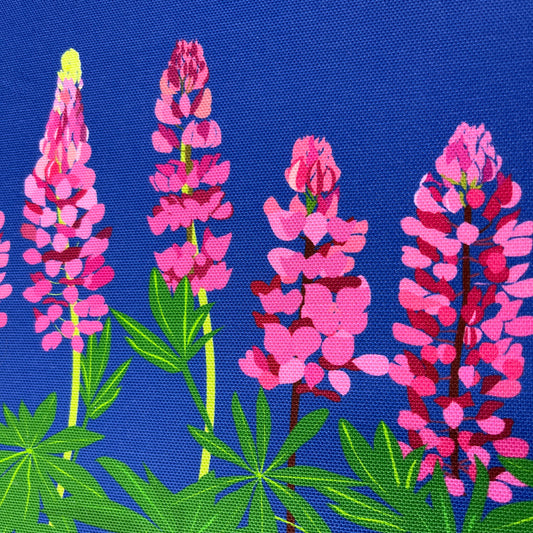 Lupins Blue Table Lamp with Feet, lead and bulb