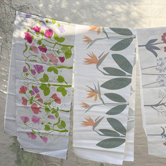 Sweetpeas White Fabric panel