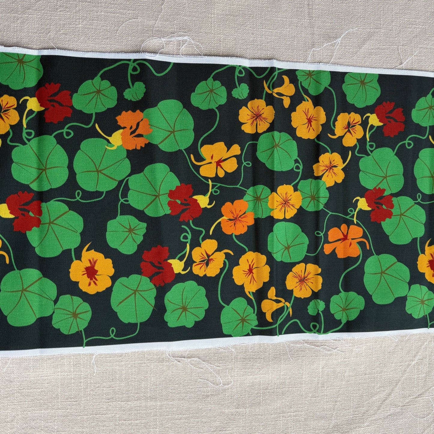 Nasturtium on Black Fabric panel