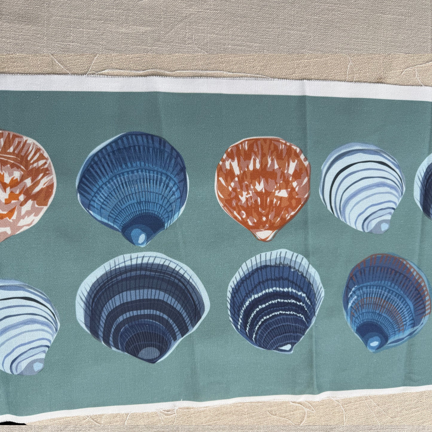 Seashells on Blue Fabric panel