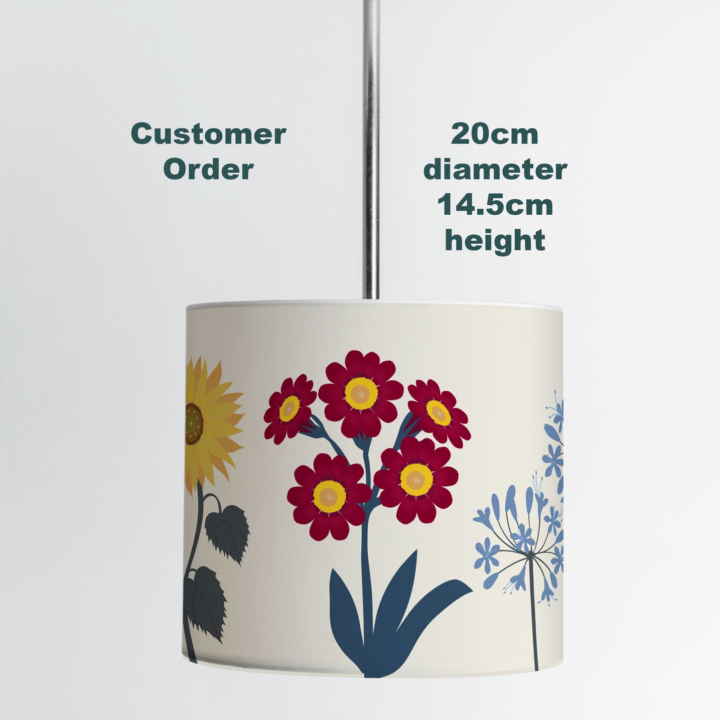 Summer Sprig Lampshade 20cm diameter by 14.5cm height Pendant fitting