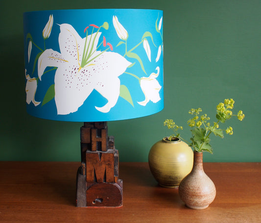 Lily on Teal Lampshade