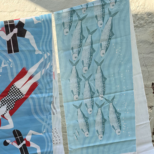 Silver Darlings Fish fabric panel