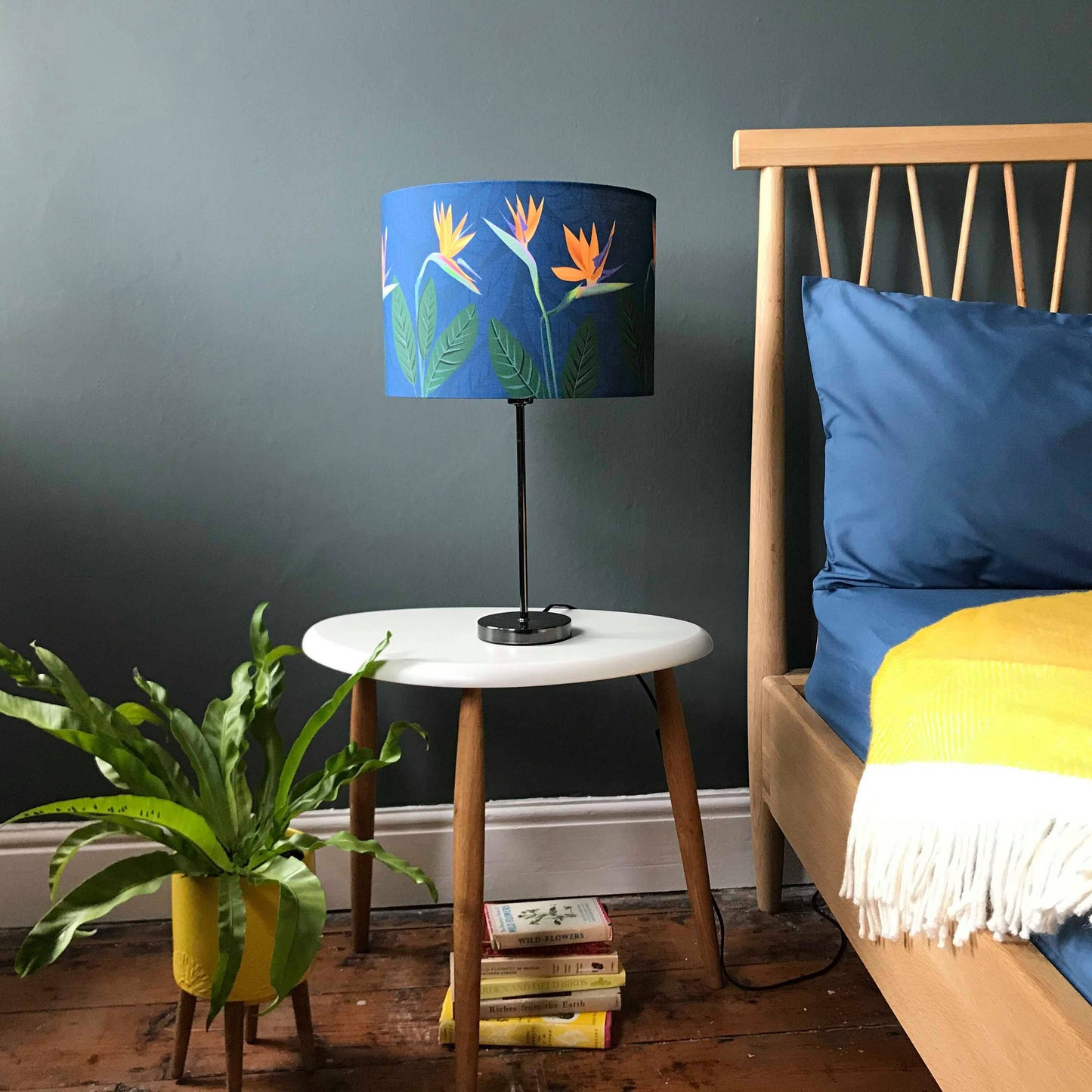 Bird of Paradise Flower Dark Blue lampshade