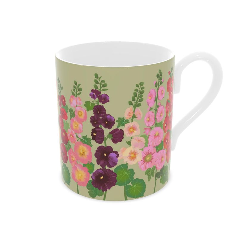 Hollyhocks Fine Bone China Mug