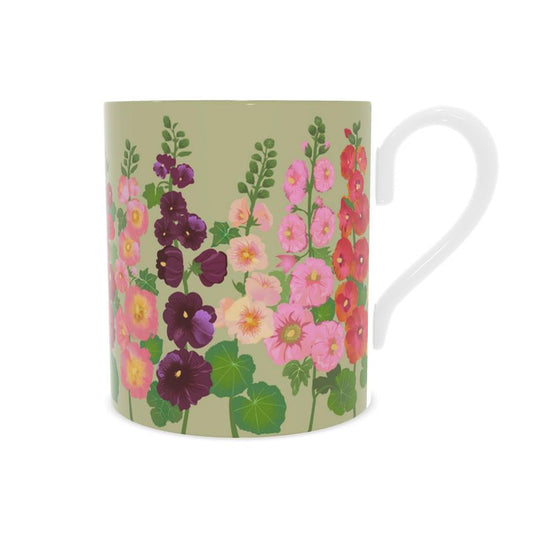 Hollyhocks Fine Bone China Mug