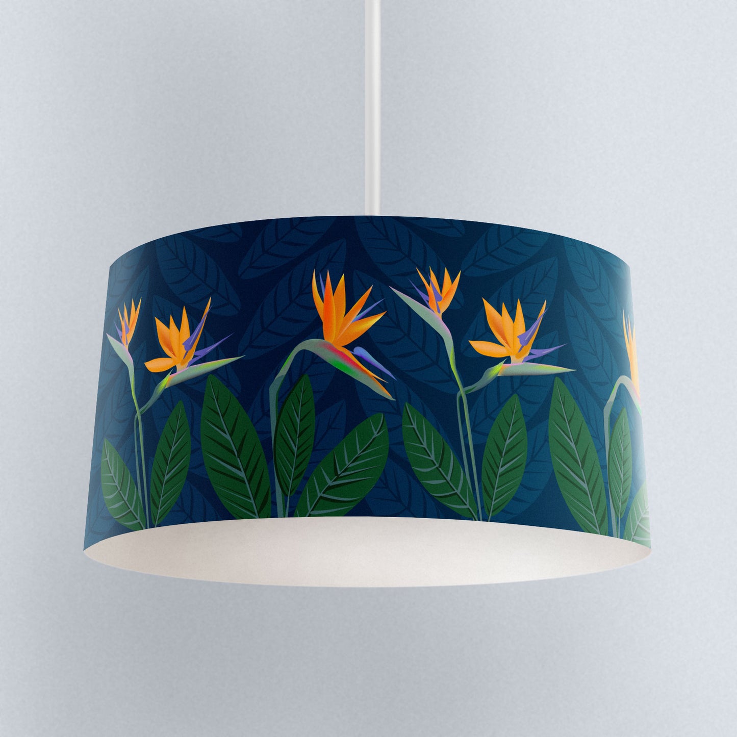 Bird of Paradise Flower Dark Blue lampshade