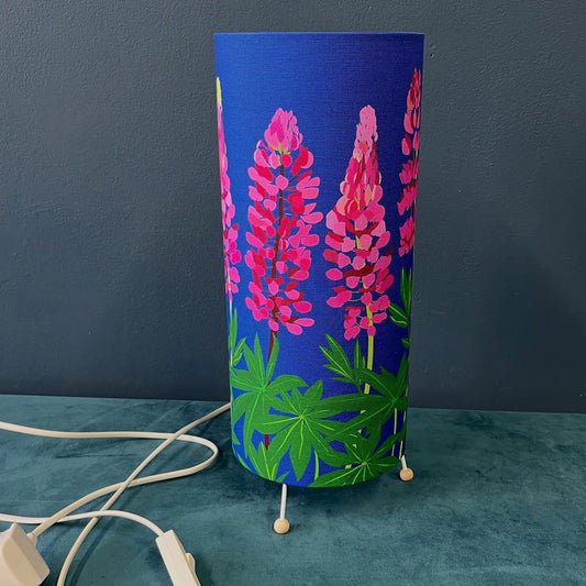 Lupins Blue Table Lamp with Feet, lead and bulb