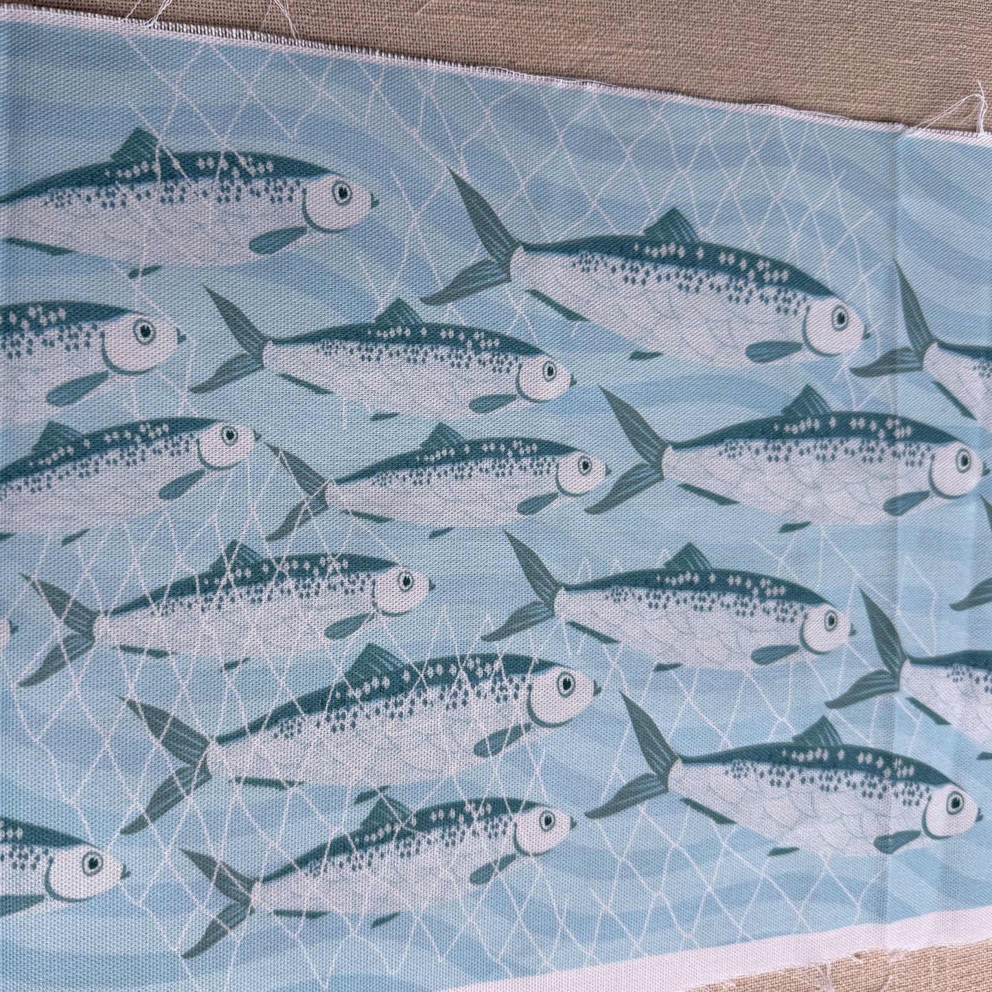 Sea Fishes Herring shoal Silver Darlings Fabric panel