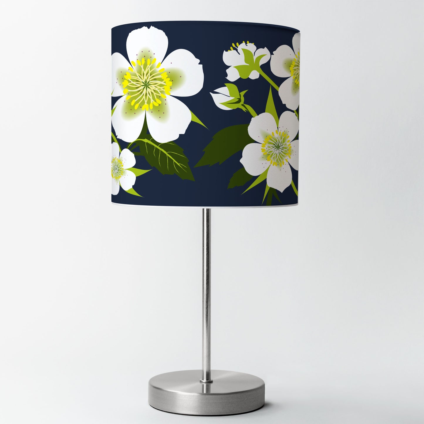 Dark Blue Hellebore Floral Lampshade