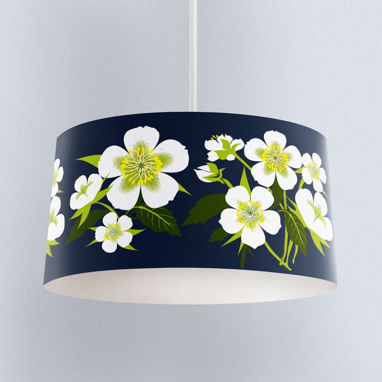 Dark Blue Hellebore Floral Lampshade