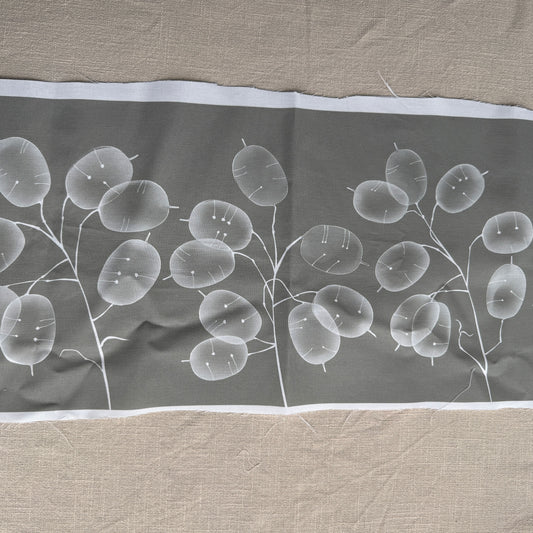 Honesty Seedheads on Dark Grey Fabric panel