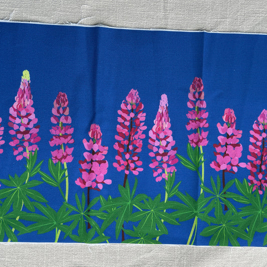 Lupins on Blue Fabric panel