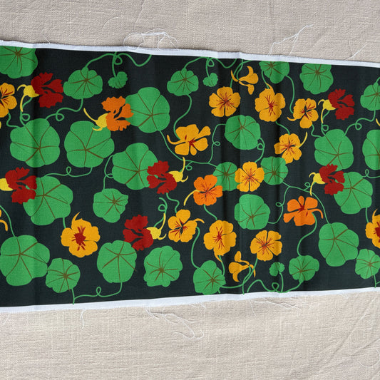 Nasturtium on Black Fabric panel