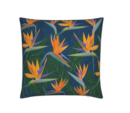 Bird of Paradise Dark Blue Cushion Cover