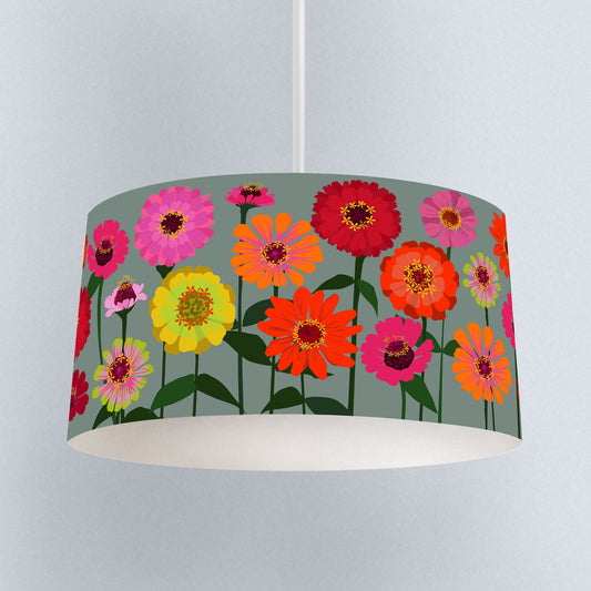 Zinnias Grey Lampshade