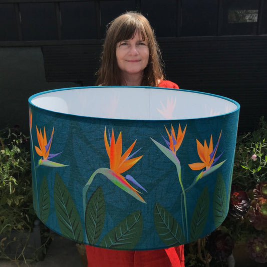 Bird of Paradise Flower Teal Lampshade