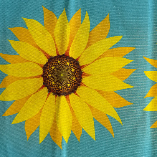 Sunflowers Turquoise Fabric panel