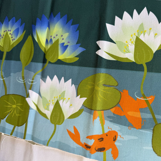 Waterlilies Teal Fabric panel