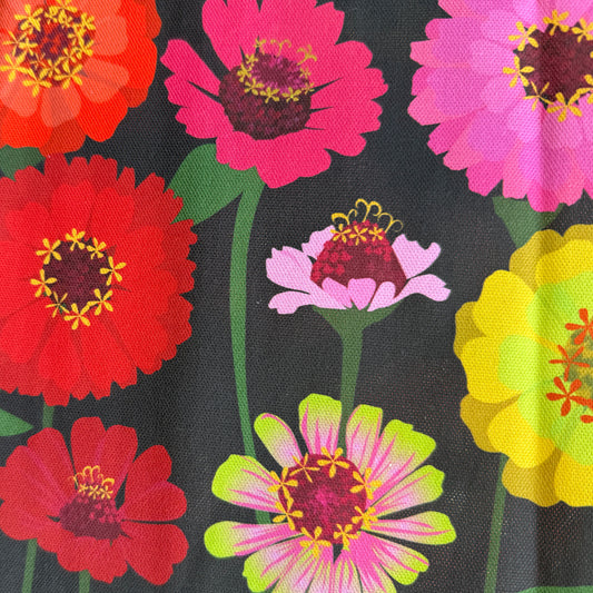 Zinnia Black fabric panel