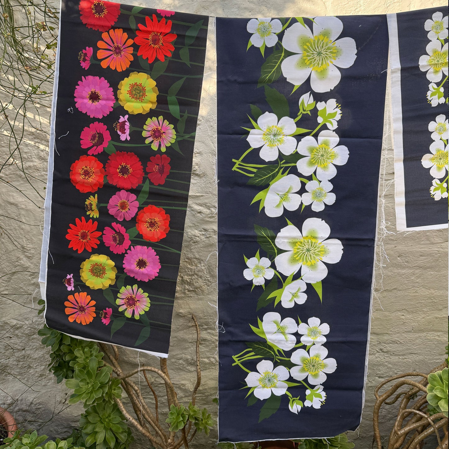 Hellebore Navy large fabric panel