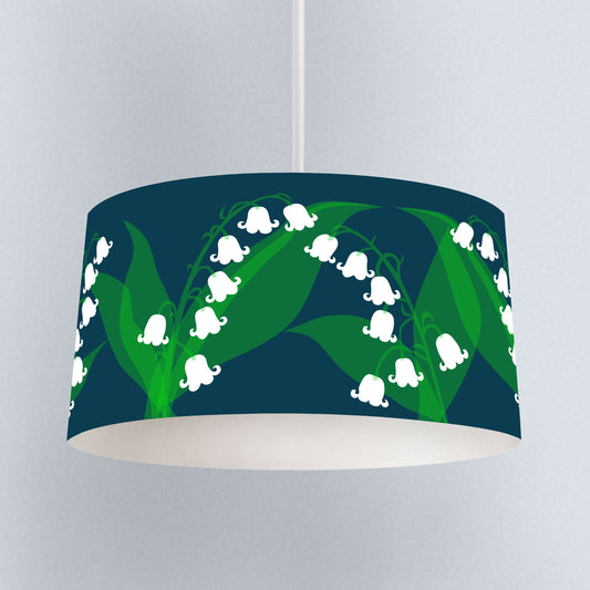 Lily of the Valley Navy Blue Lampshade