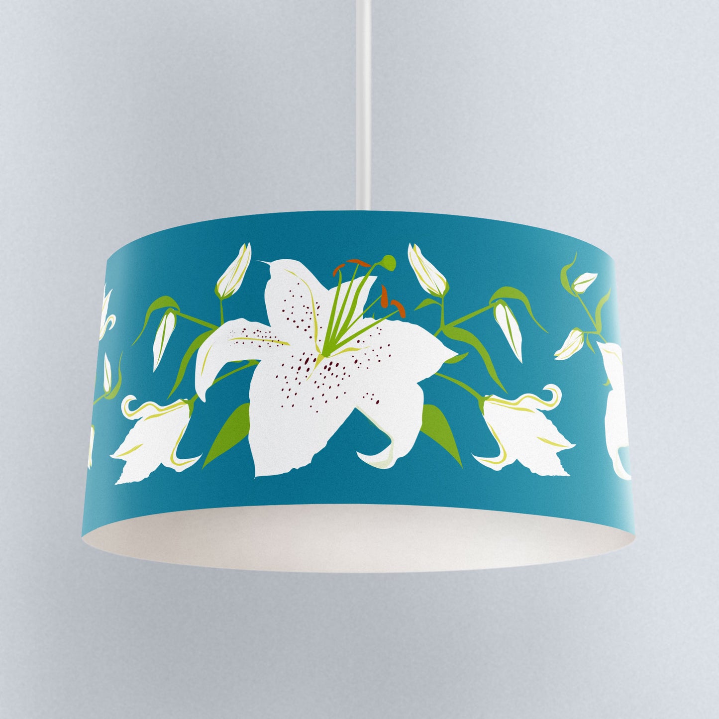 Lily on Teal Lampshade