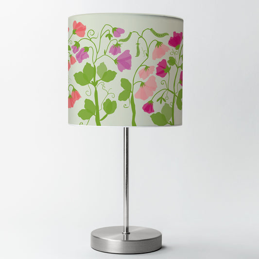 Sweetpeas on Natural Lampshade