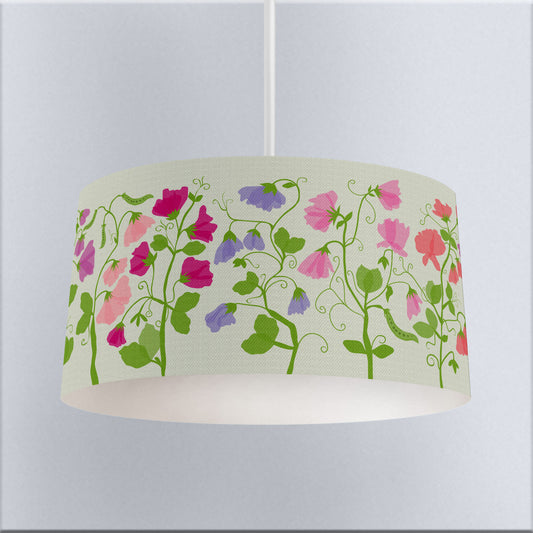 Sweetpeas on Natural Lampshade