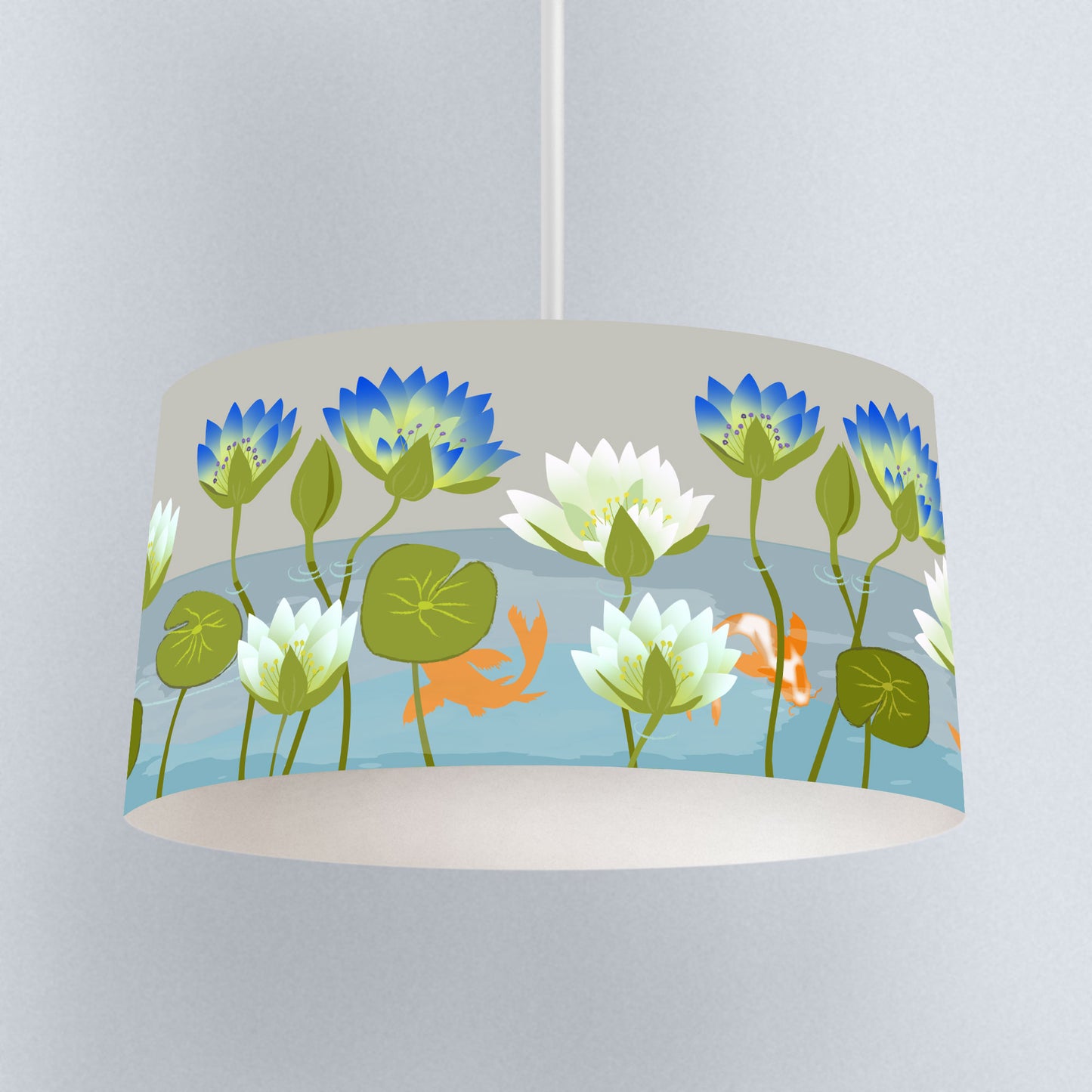 Waterlilies and Koi Natural Lampshade