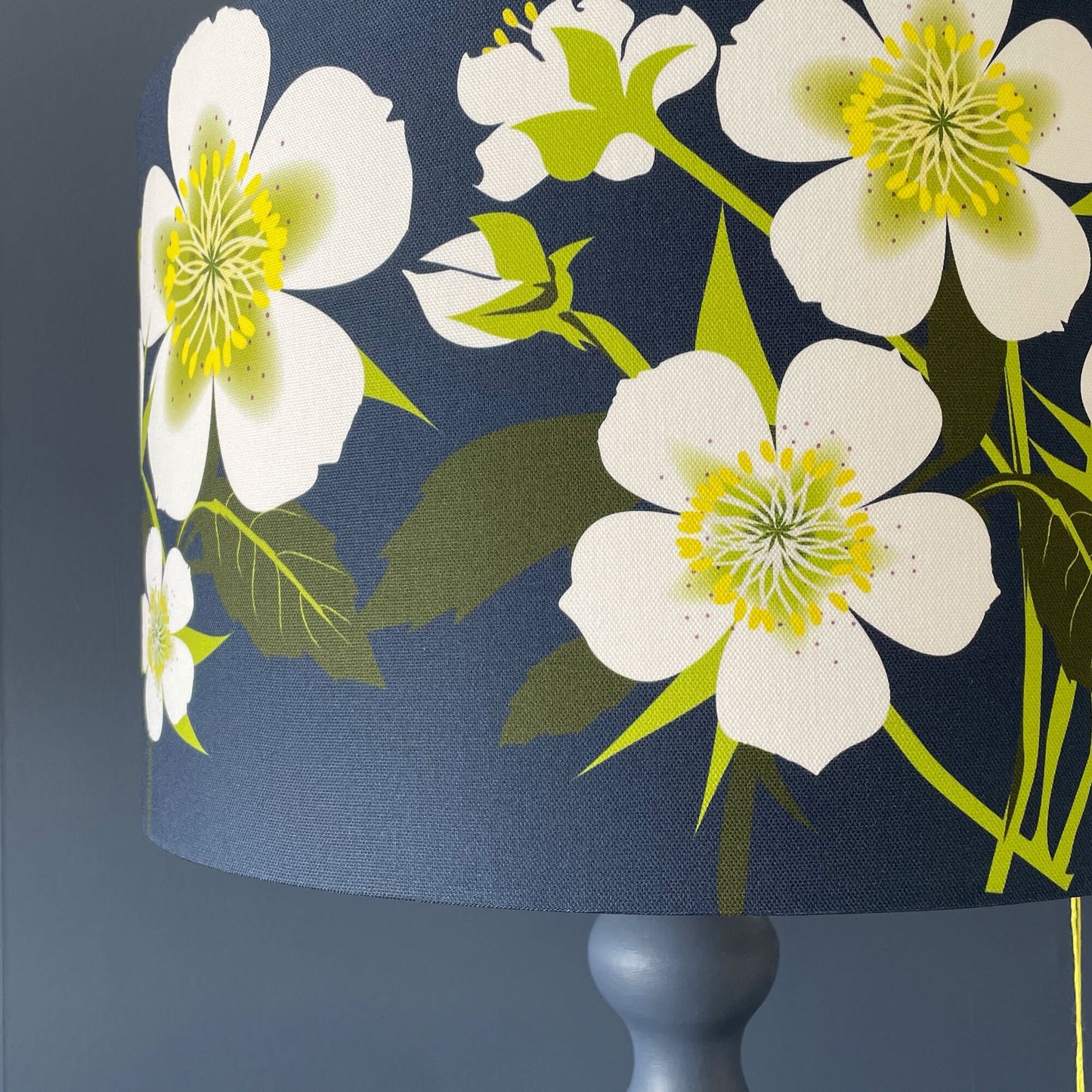 Dark Blue Hellebore Floral Lampshade