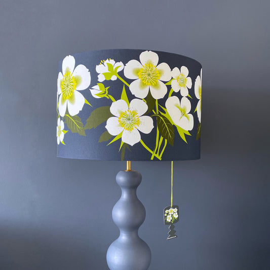 Dark Blue Hellebore Floral Lampshade