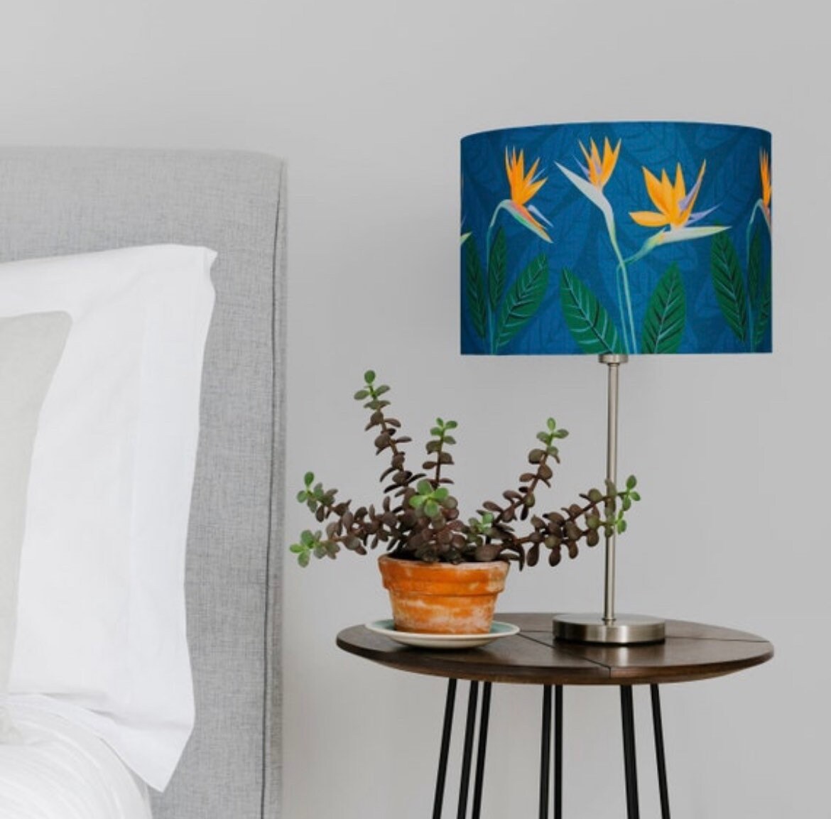 Bird of Paradise Flower Dark Blue lampshade